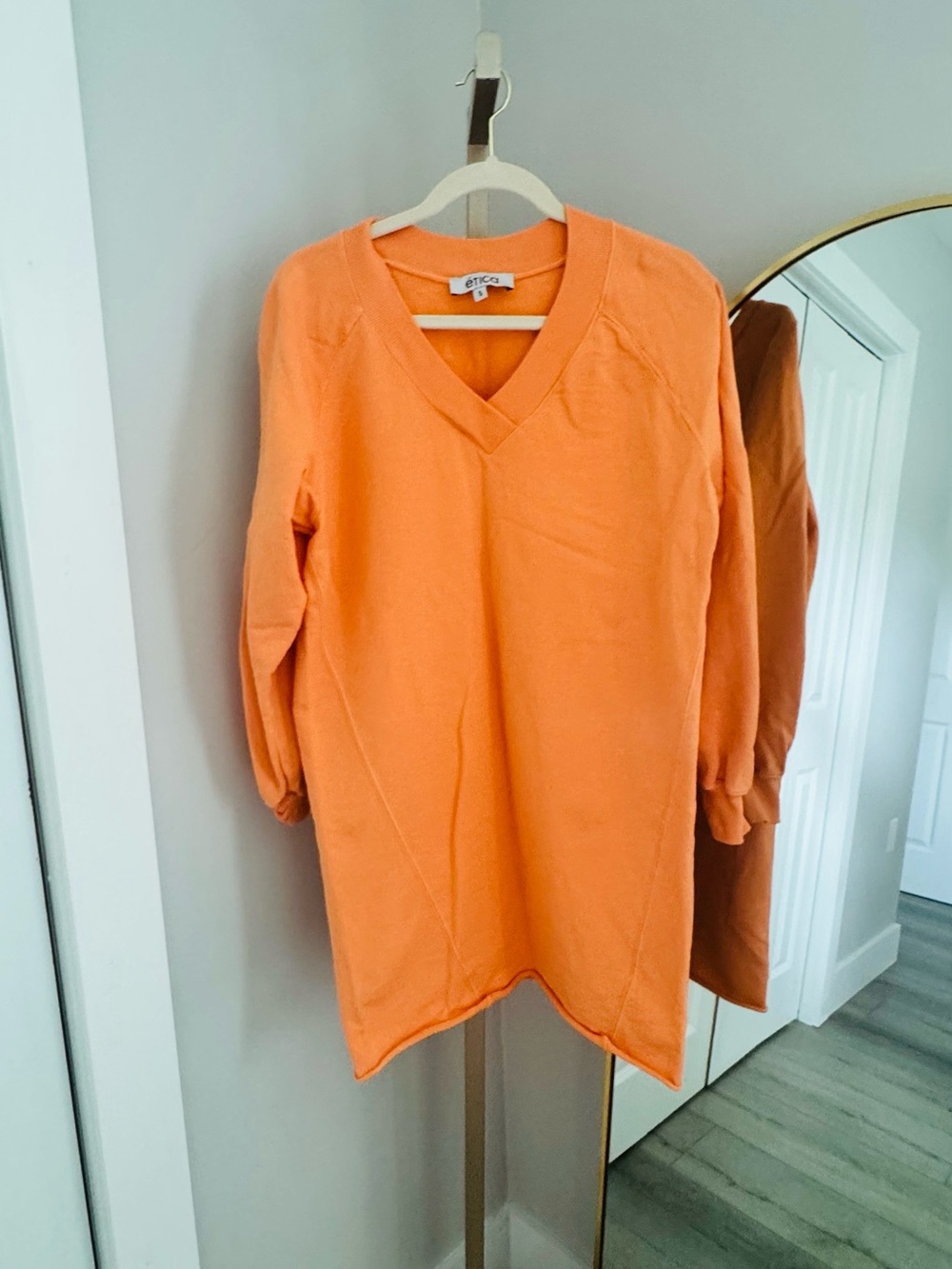 Etica Orange V-Neck Long Sleeve Dress